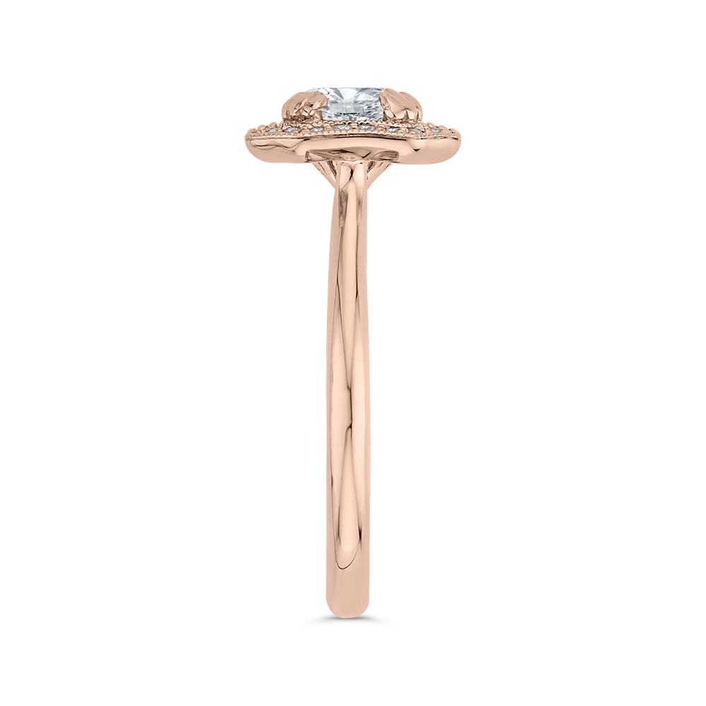 Euro Shank Round Diamond Halo Engagement Ring in 14K Rose Gold (Semi-Mount)