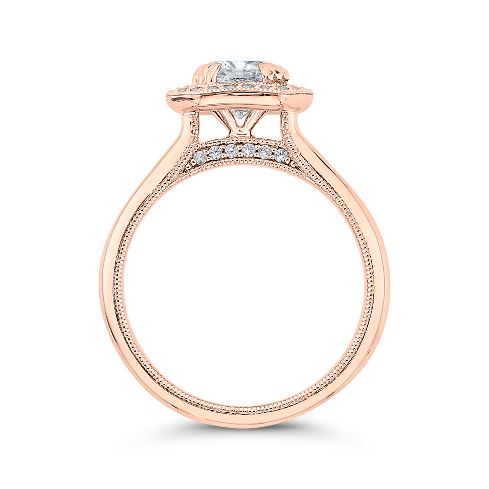 Euro Shank Round Diamond Halo Engagement Ring in 14K Rose Gold (Semi-Mount)