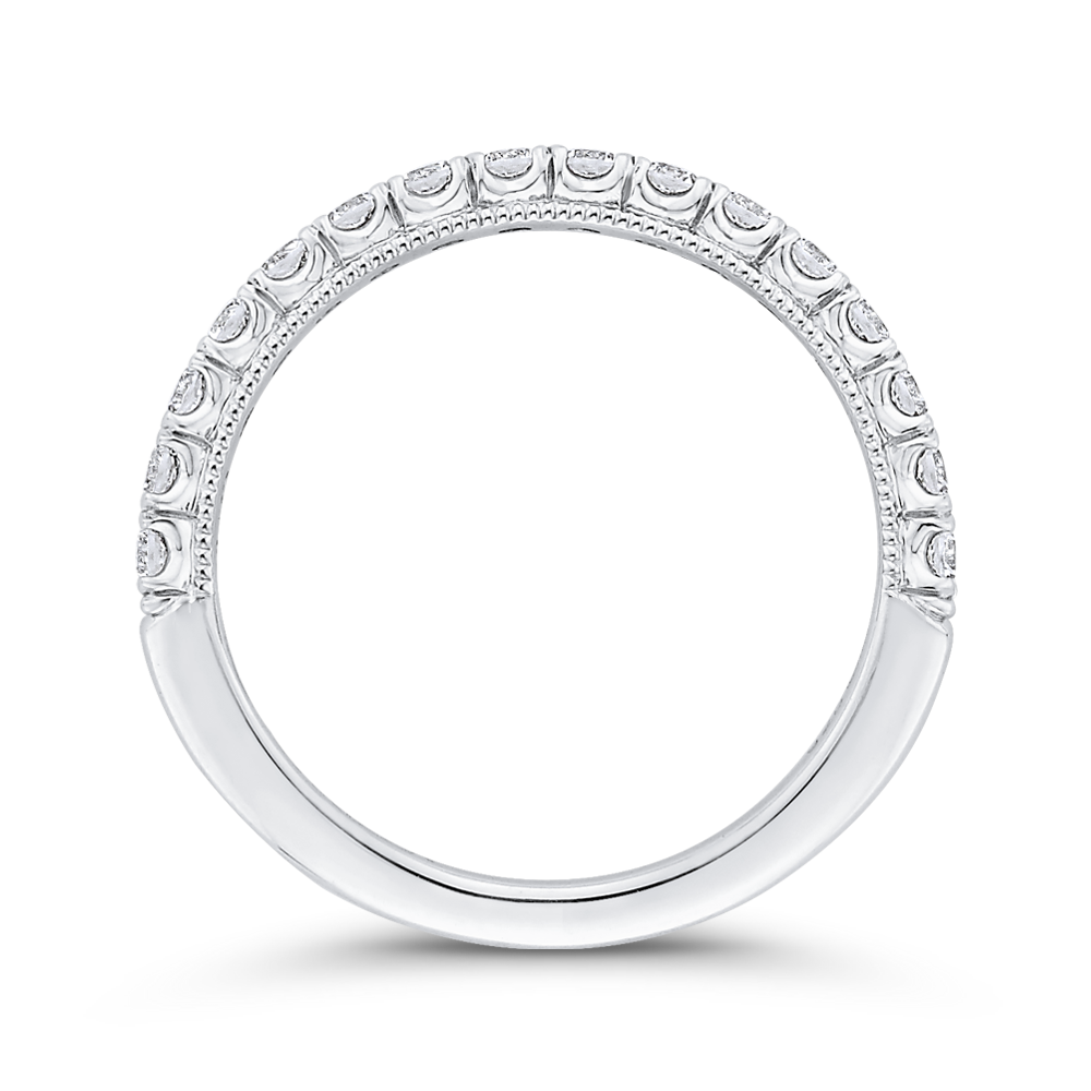 Round Diamond Half-Eternity Wedding Band in 14K White Gold