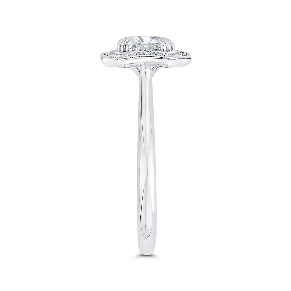 Round Diamond Halo Engagement Ring in 14K White Gold (Semi-Mount)