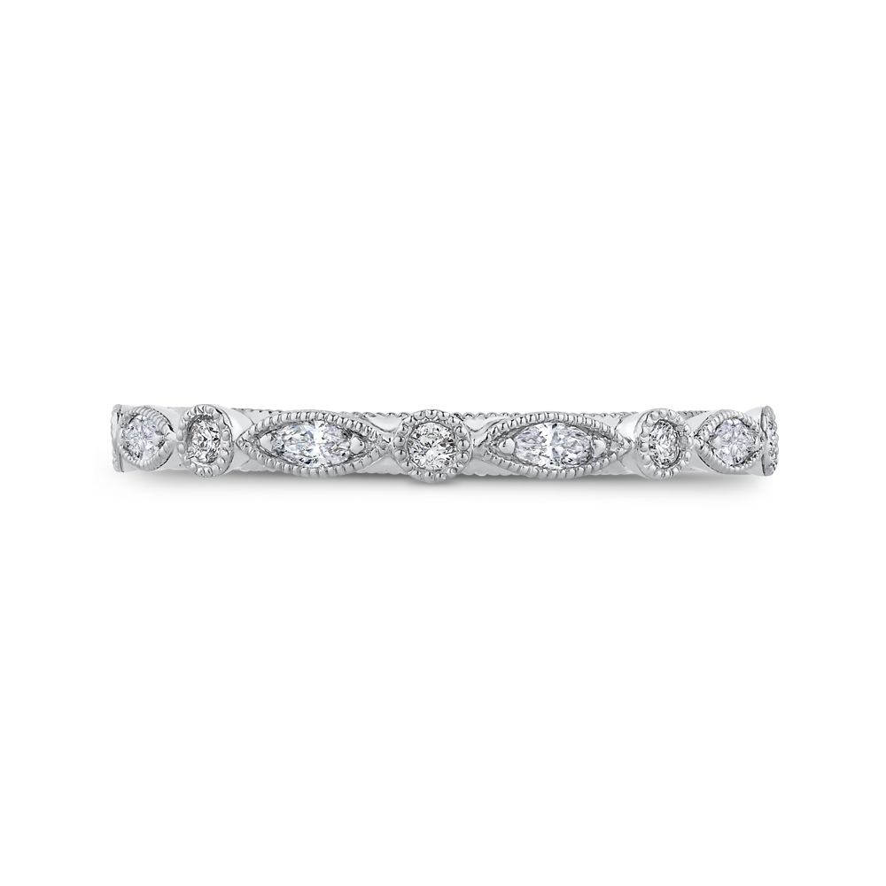 Round Diamond Half-Eternity Wedding Band in 14K White Gold