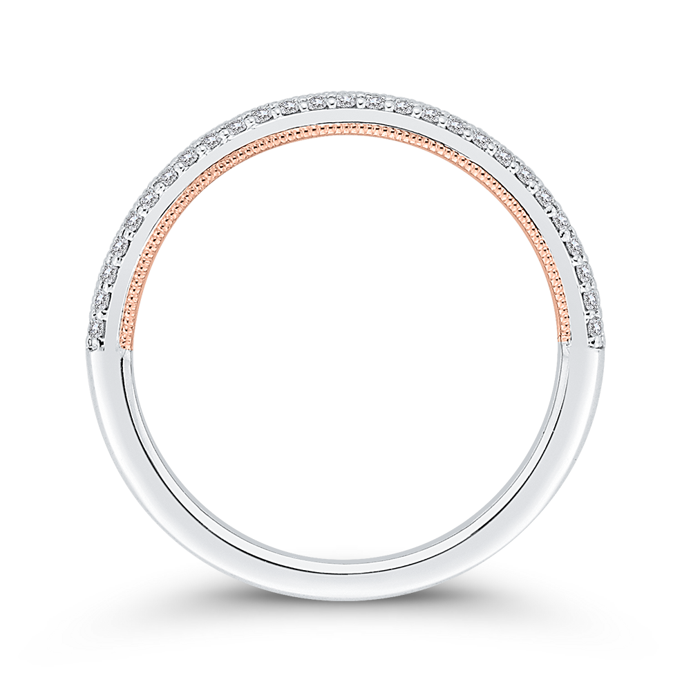 Round Diamond Half-Eternity Wedding Band in 14K Two Tone Gold