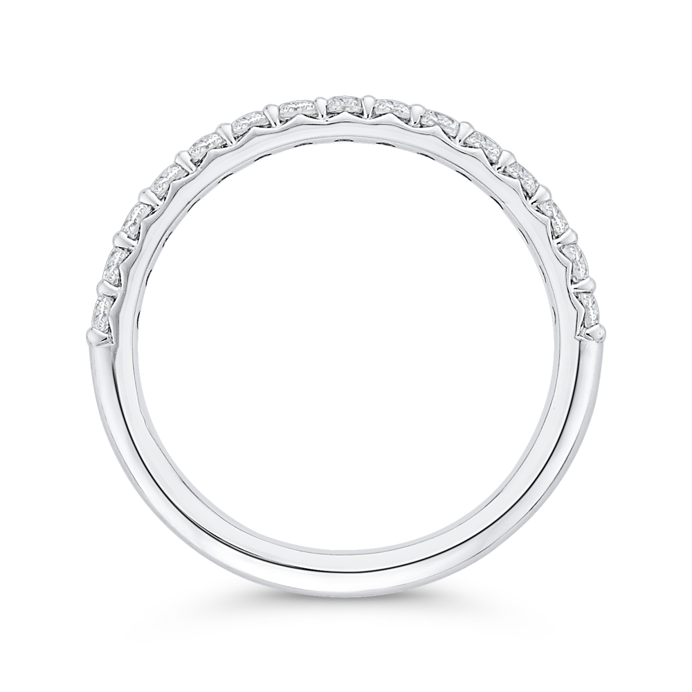 Round Diamond Half-Eternity Wedding Band in 14K White Gold