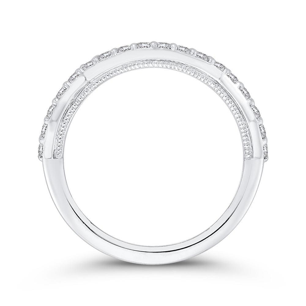 Round Diamond Half-Eternity Wedding Band in 14K White Gold