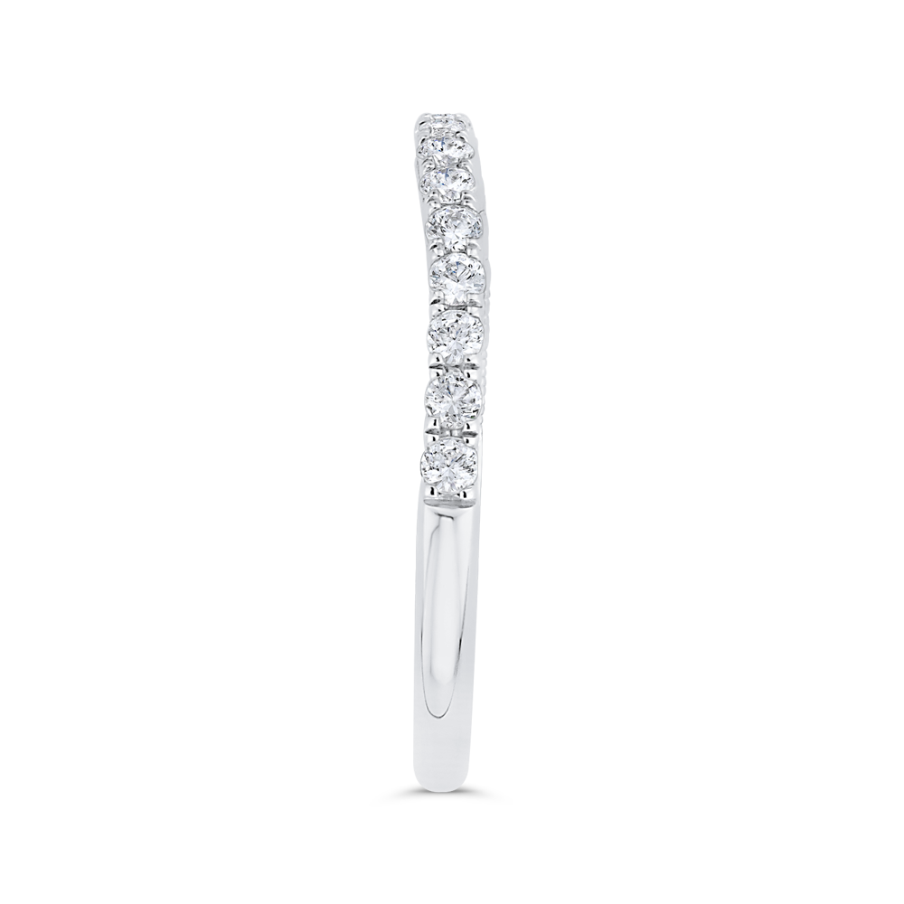 Round Half Run Diamond Wedding Band in 14K White Gold