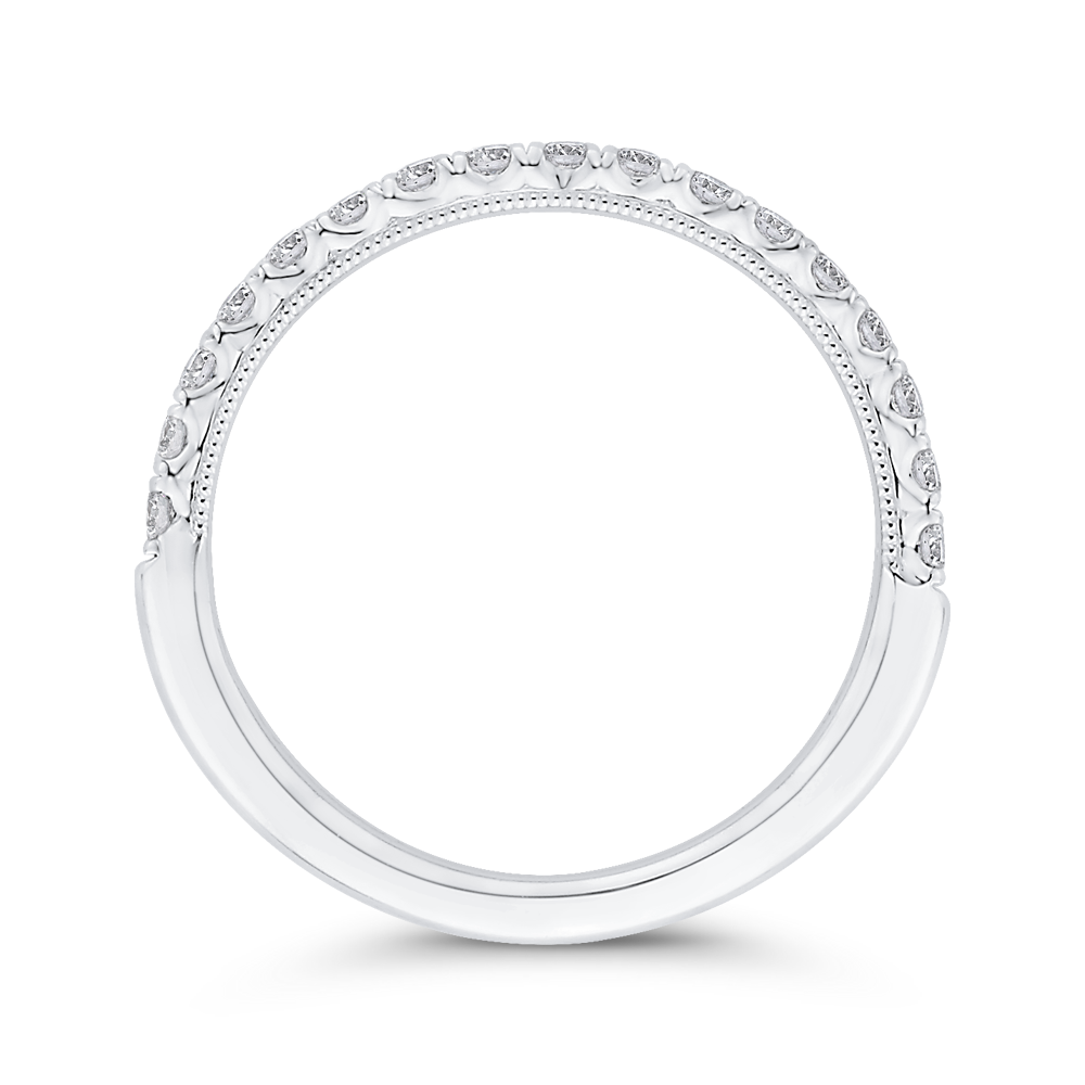 Round Half Run Diamond Wedding Band in 14K White Gold