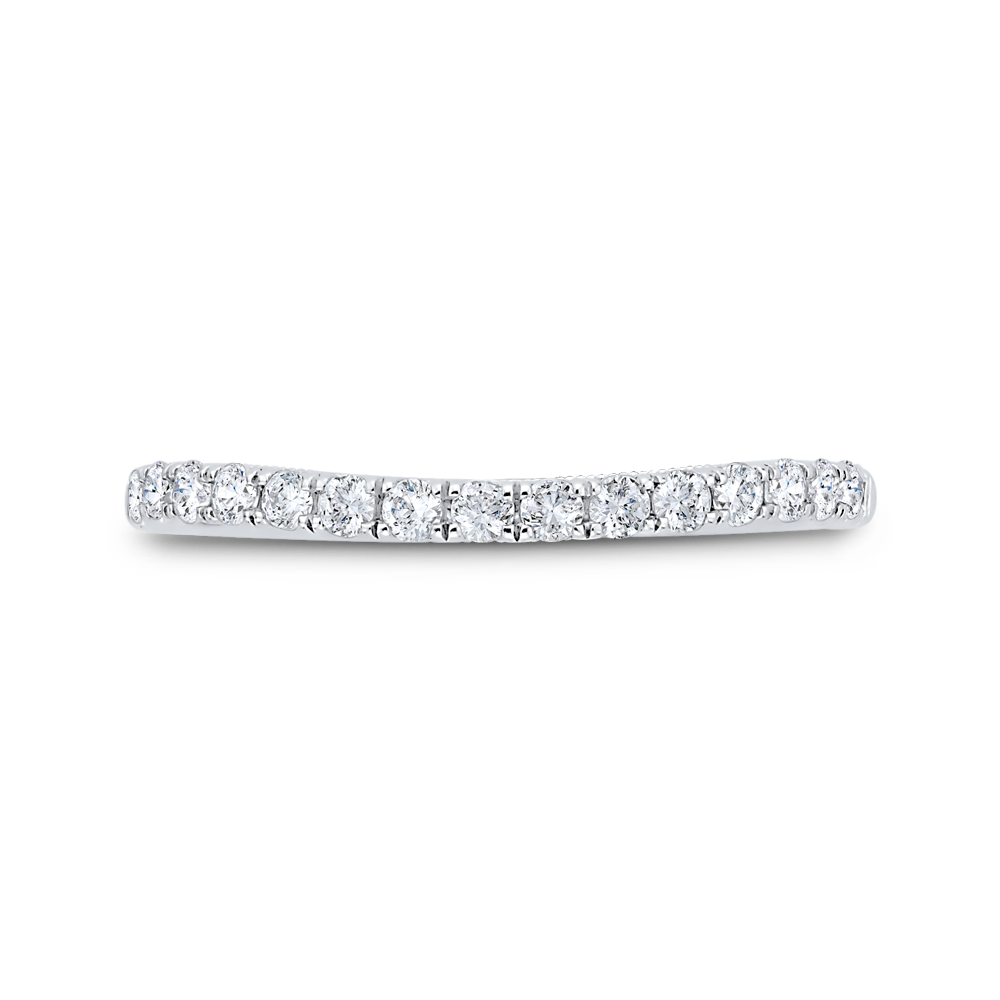 Round Half Run Diamond Wedding Band in 14K White Gold