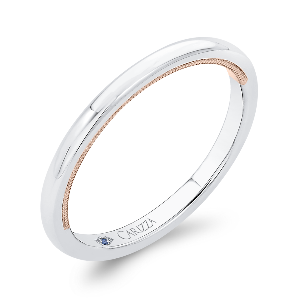 Plain Wedding Band in 14K Two Tone Gold