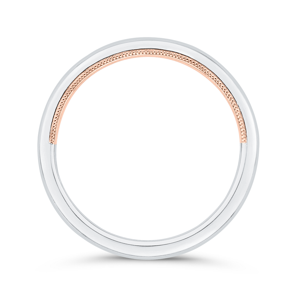 Plain Wedding Band in 14K Two Tone Gold