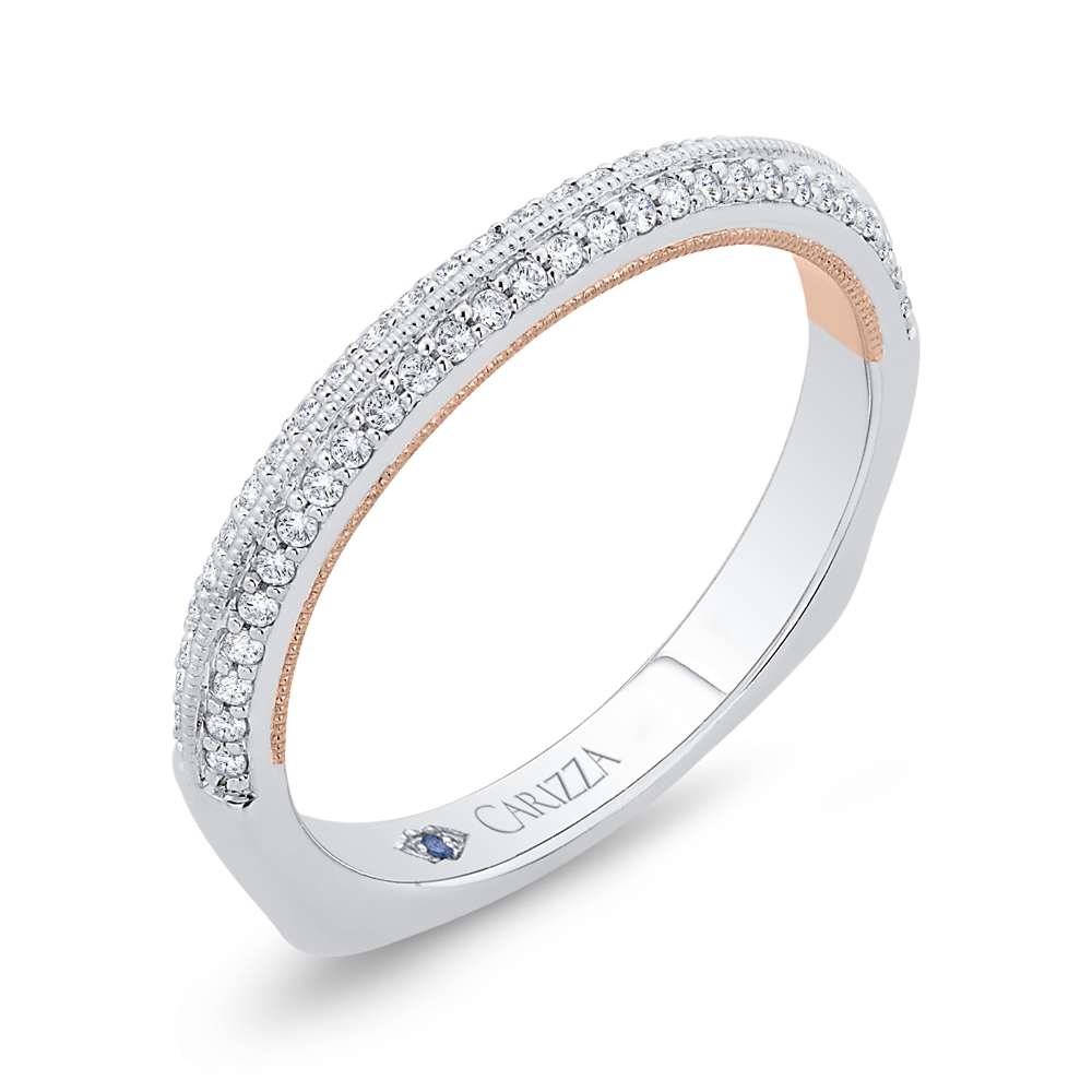 Euro Shank Round Diamond Wedding Band in 14K White Gold