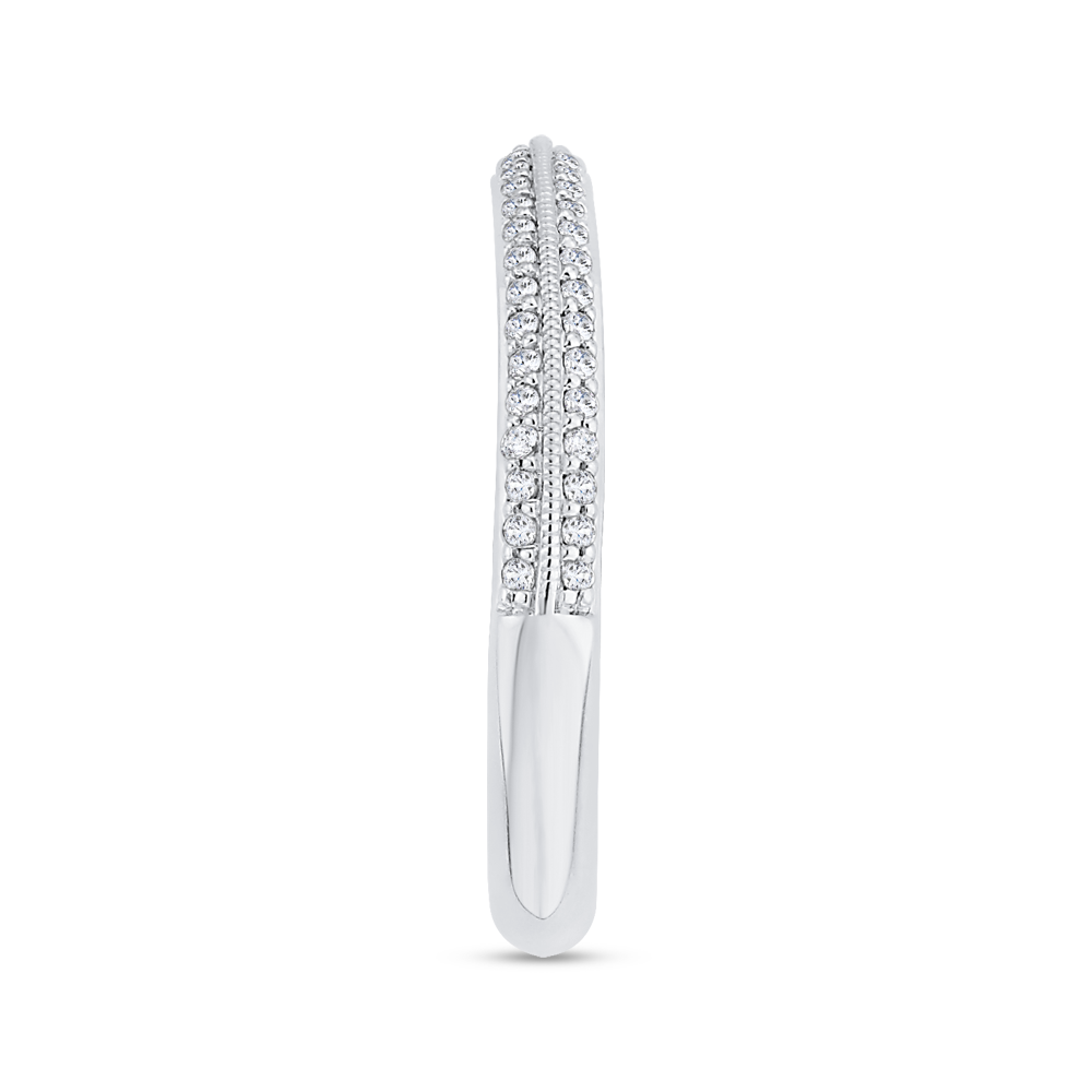 Euro Shank Round Diamond Wedding Band in 14K White Gold