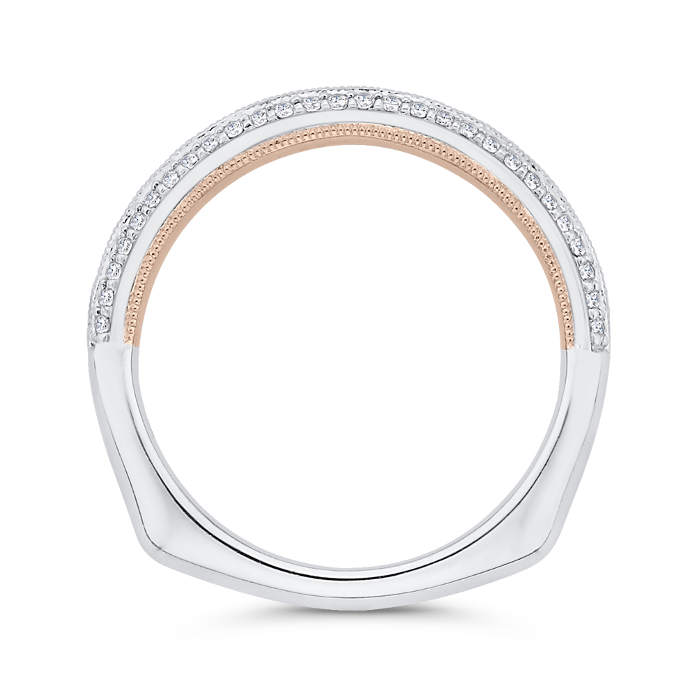Euro Shank Round Diamond Wedding Band in 14K White Gold