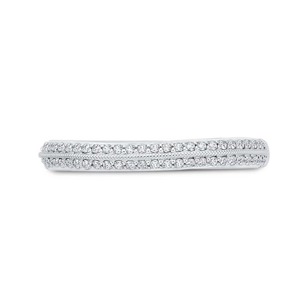 Euro Shank Round Diamond Wedding Band in 14K White Gold