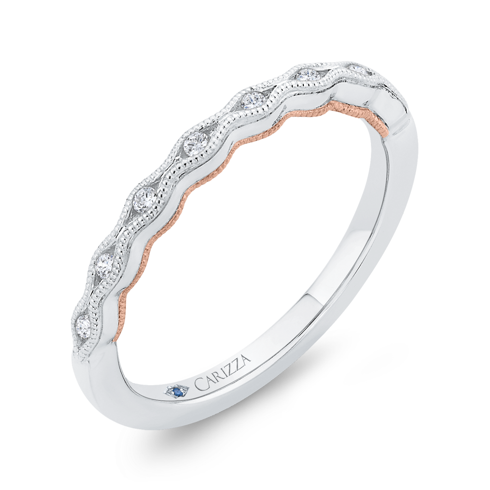 Diamond Wedding Band in 14K Two Tone Gold