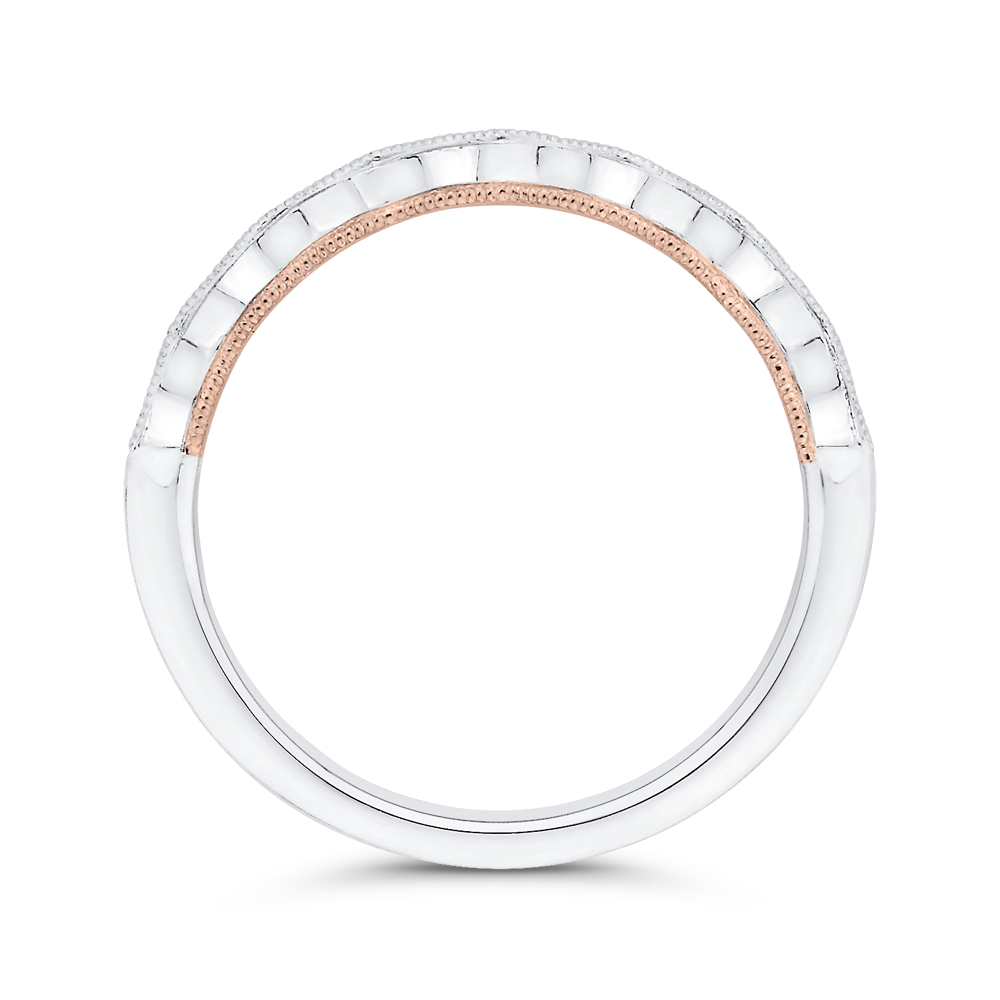 Diamond Wedding Band in 14K Two Tone Gold