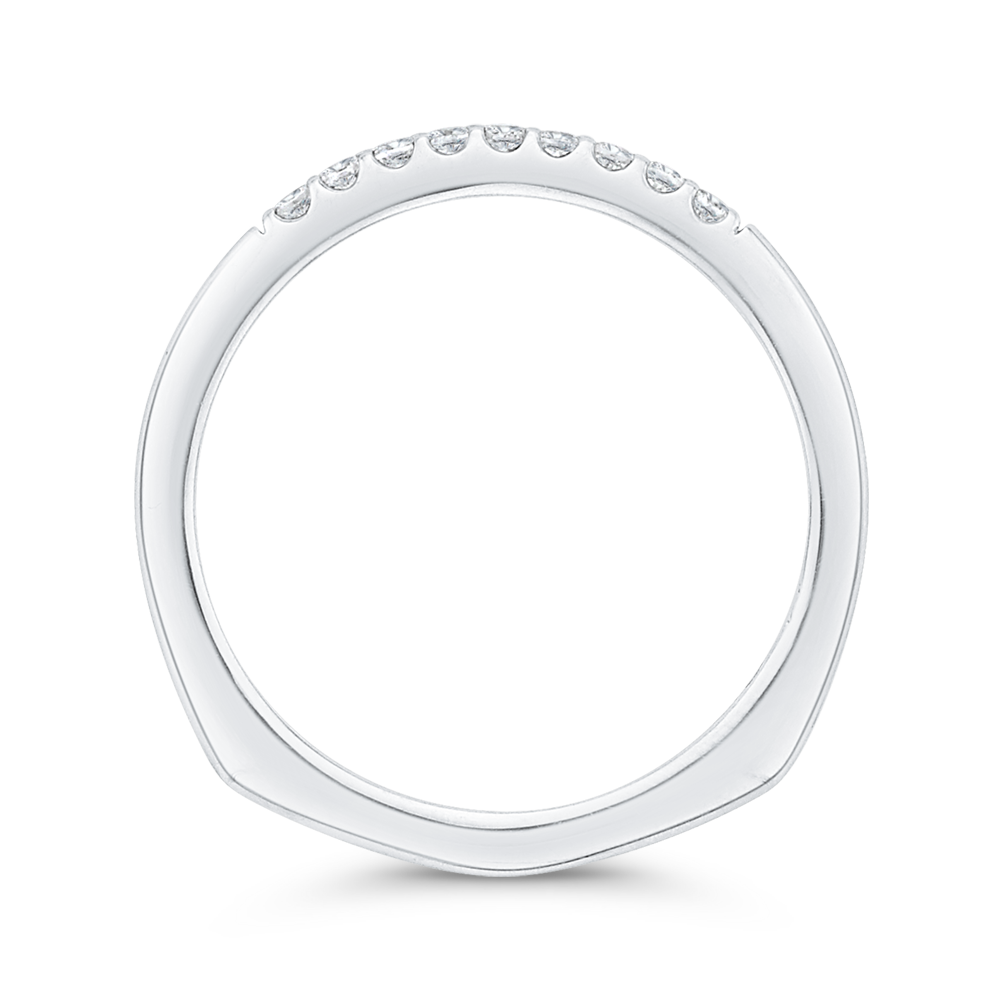 Euro Shank Round Diamond Wedding Band in 14K White Gold