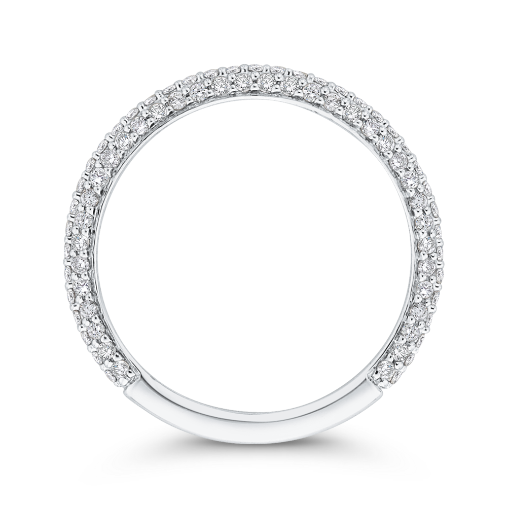 Round Diamond Half-Eternity Wedding Band in 14K White Gold
