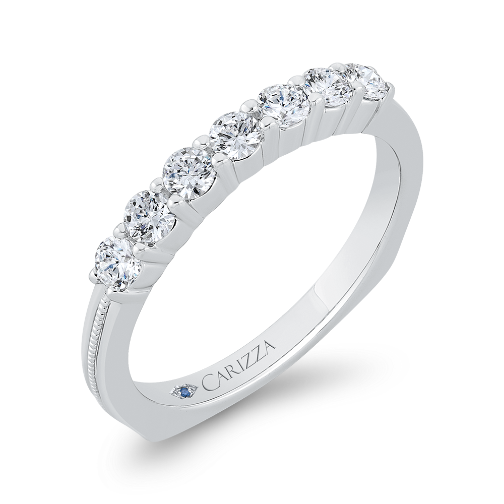 Euro Shank Round Diamond Wedding Band in 14K White Gold