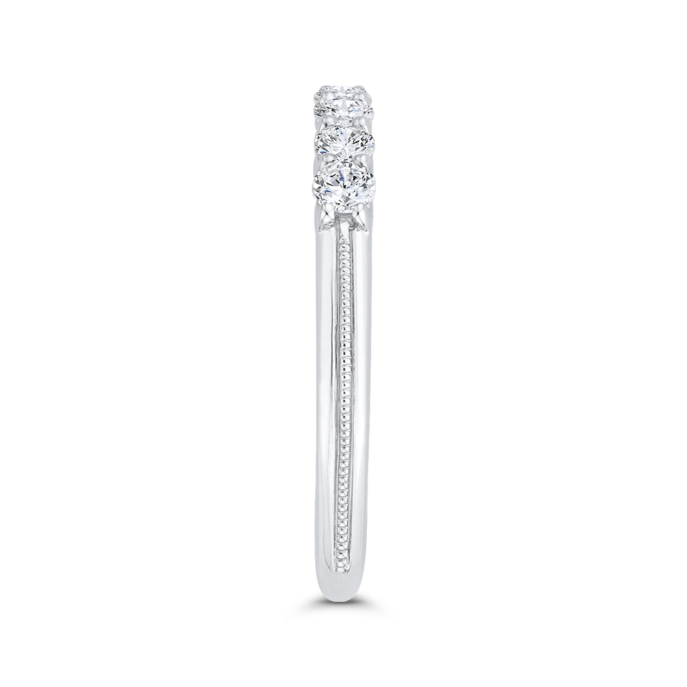 Euro Shank Round Diamond Wedding Band in 14K White Gold