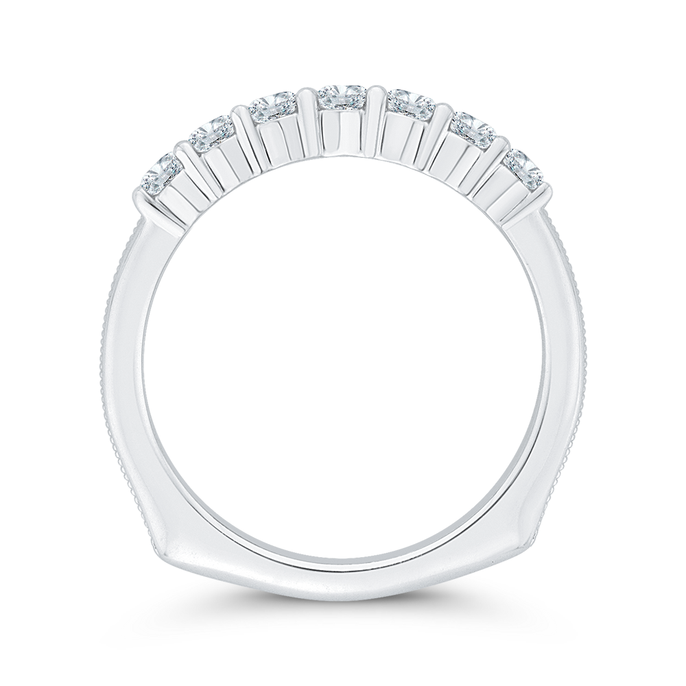 Euro Shank Round Diamond Wedding Band in 14K White Gold