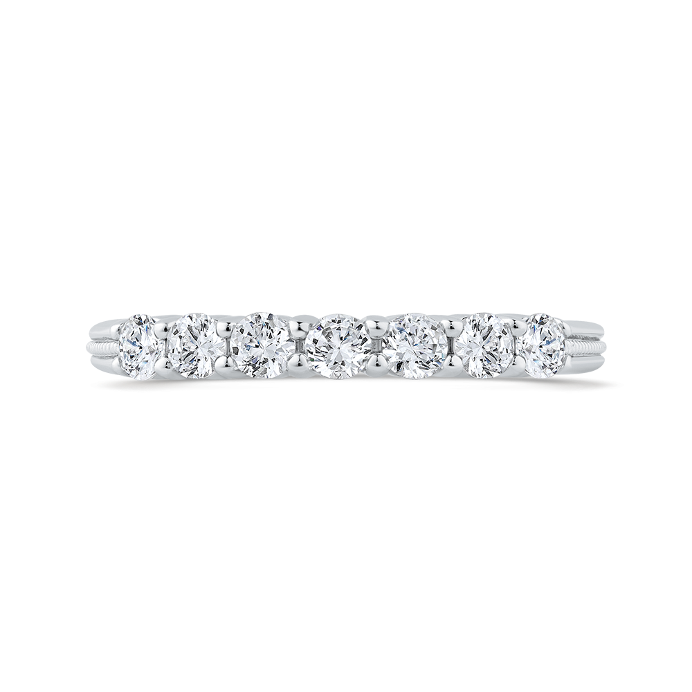 Euro Shank Round Diamond Wedding Band in 14K White Gold