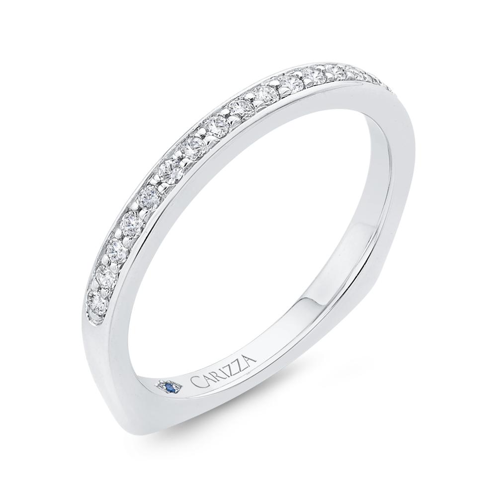 Euro Shank Round Diamond Wedding Band in 14K White Gold