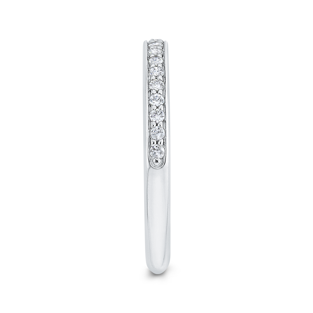 Euro Shank Round Diamond Wedding Band in 14K White Gold