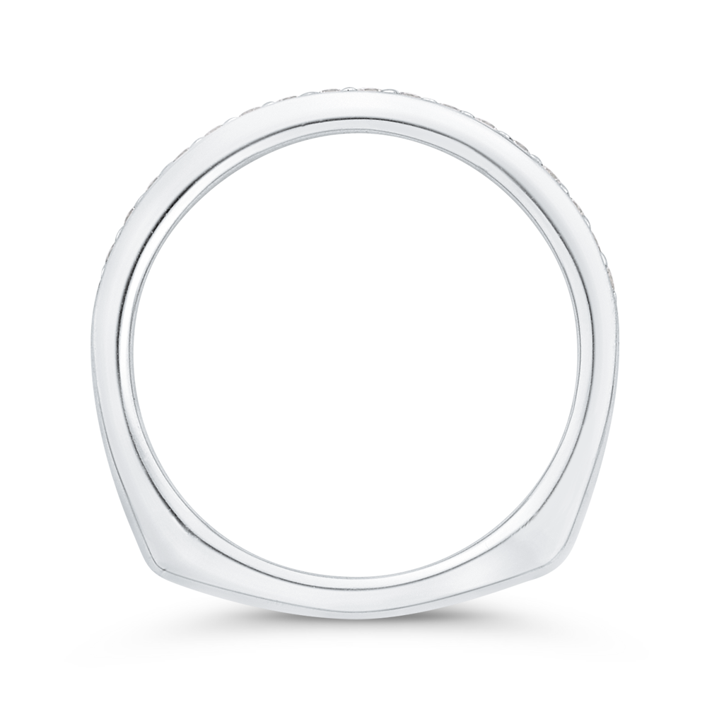 Euro Shank Round Diamond Wedding Band in 14K White Gold