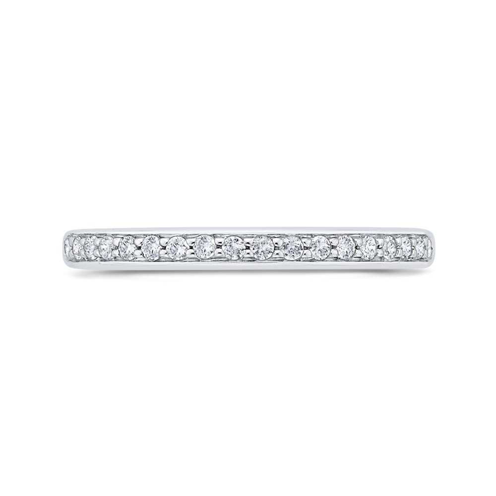 Euro Shank Round Diamond Wedding Band in 14K White Gold
