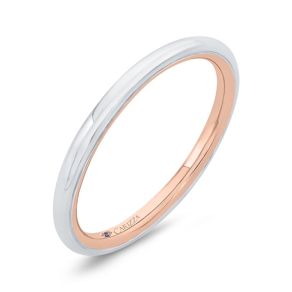 Plain Wedding Band in 14K Two Tone Gold