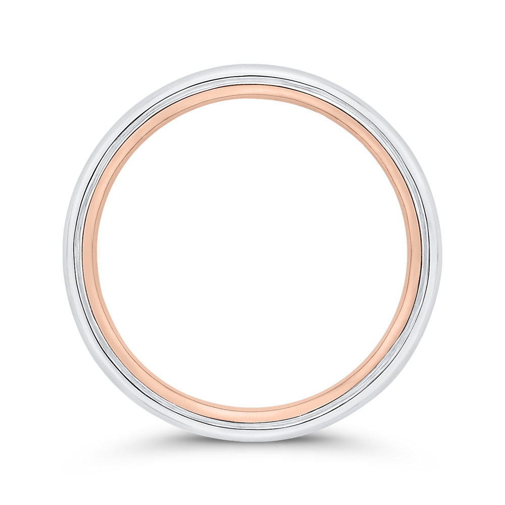 Plain Wedding Band in 14K Two Tone Gold