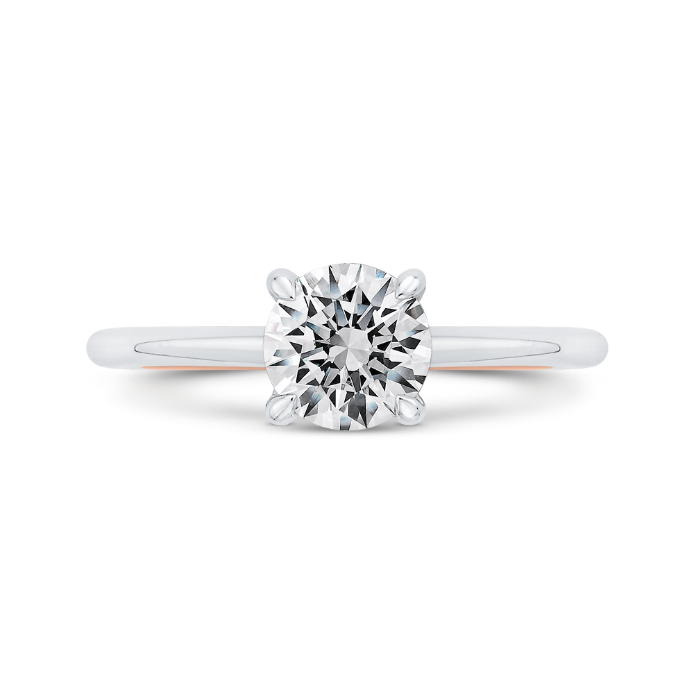 Diamond Solitaire Plus Engagement Ring in 14K Two Tone Gold (Semi-Mount)