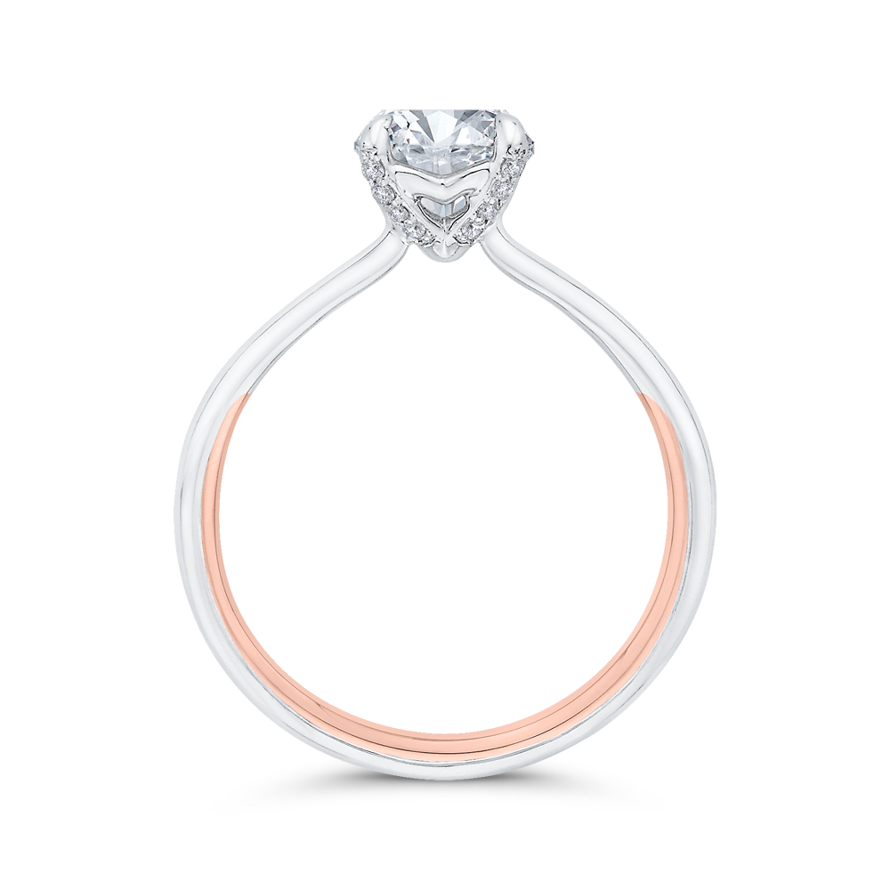 Diamond Solitaire Plus Engagement Ring in 14K Two Tone Gold (Semi-Mount)