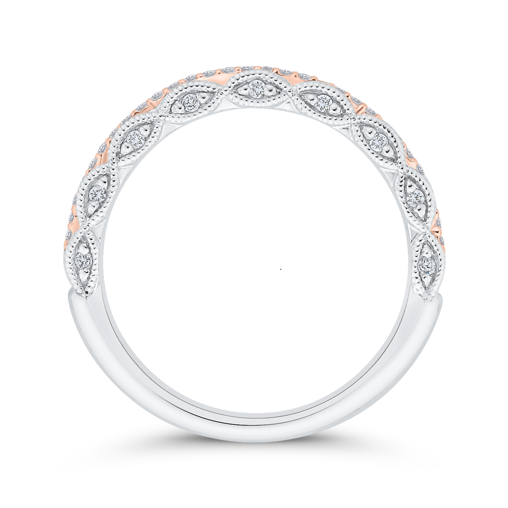 Diamond Wedding Band in 14K Two Tone Gold