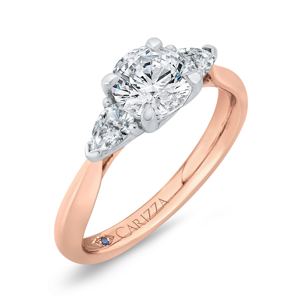 Diamond Three-Stone Engagement Ring in 14K Two Tone Gold (Semi-Mount)