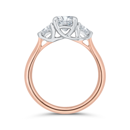 Diamond Three-Stone Engagement Ring in 14K Two Tone Gold (Semi-Mount)