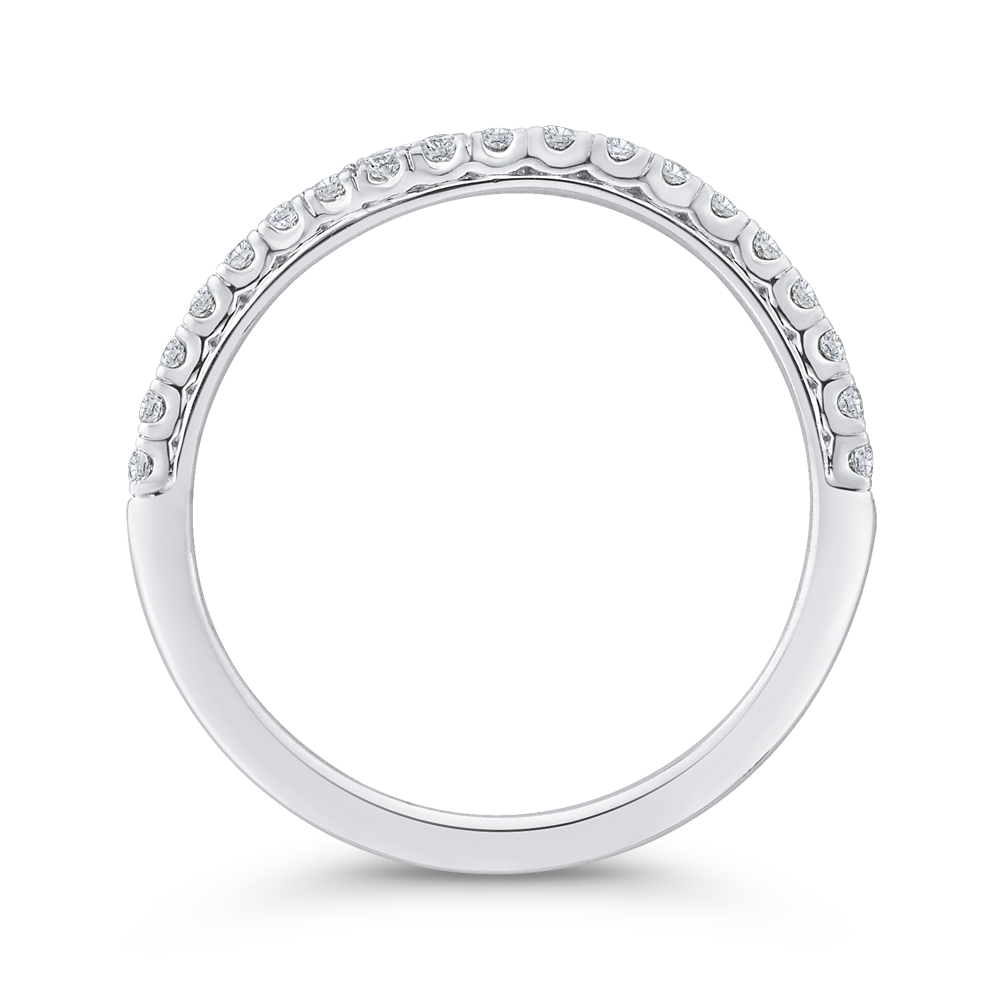Half Run Round Diamond Wedding Band in 14K White Gold