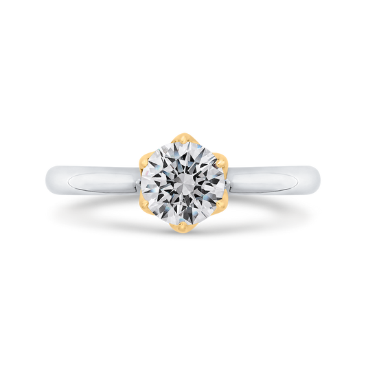 Round Diamond Solitaire Plus Engagement Ring in 14K Two Tone Gold (Semi-Mount)