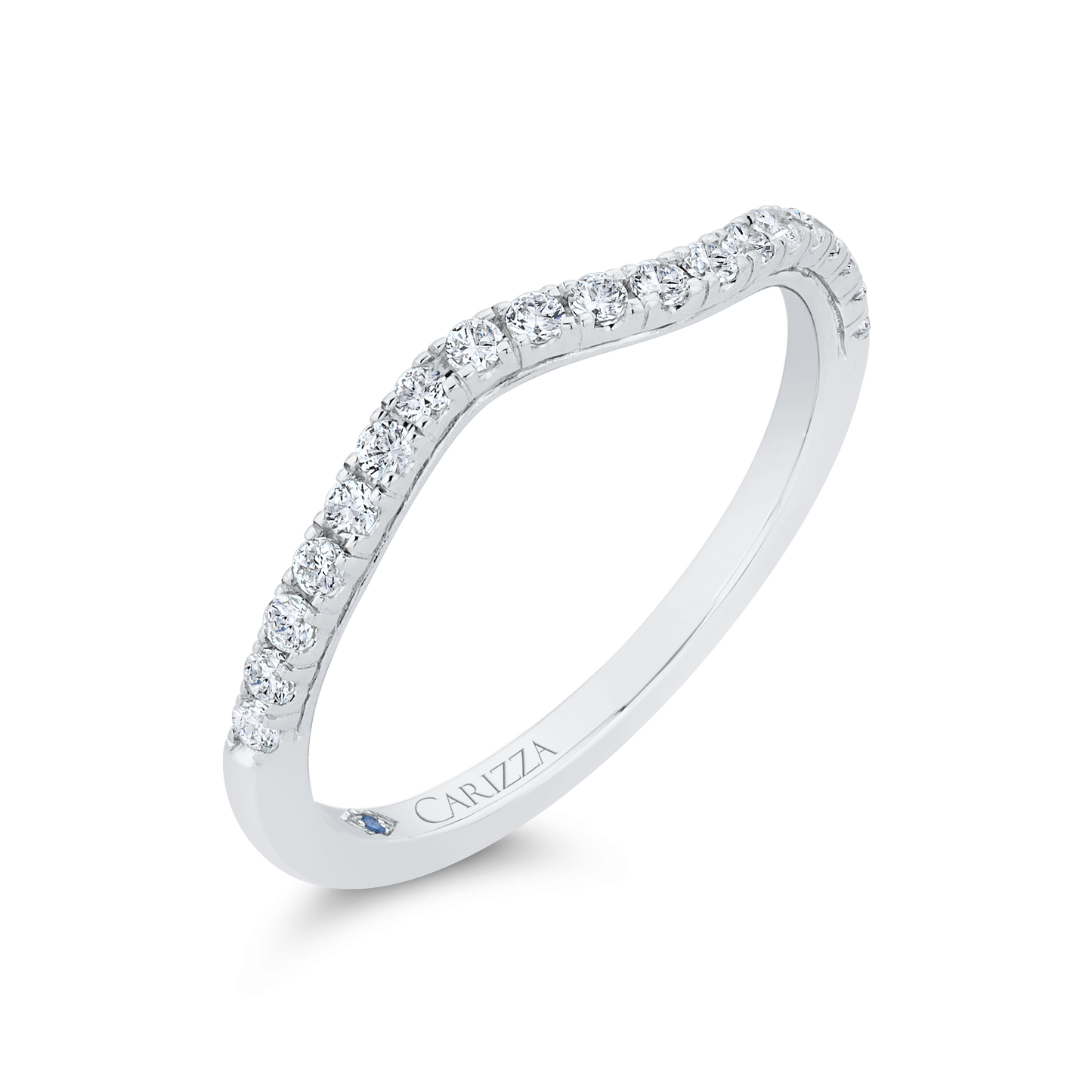 Half Run Round Diamond Wedding Band in 14K White Gold