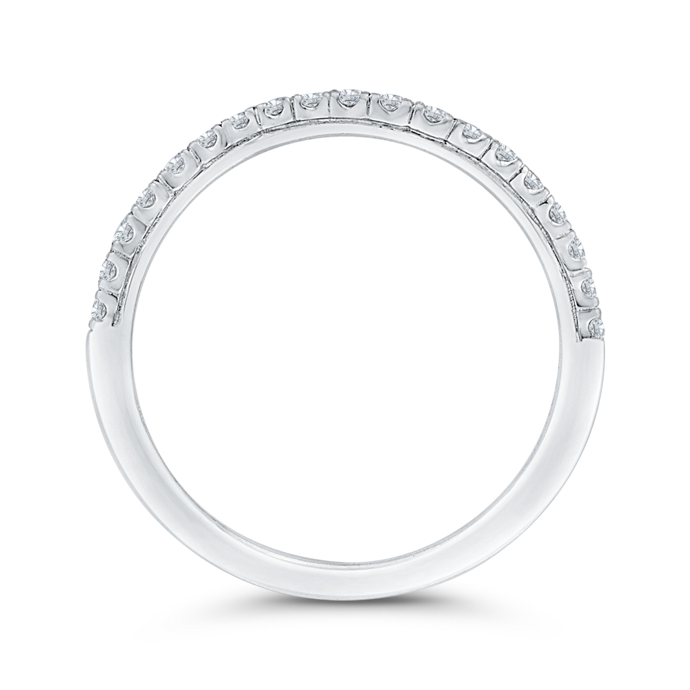 Half Run Round Diamond Wedding Band in 14K White Gold