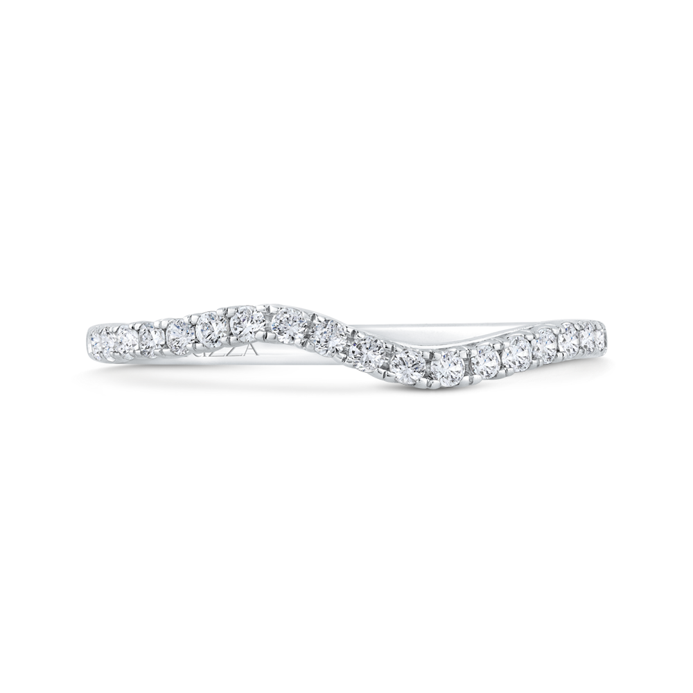 Half Run Round Diamond Wedding Band in 14K White Gold
