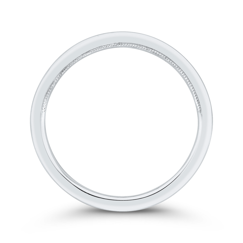 Plain Wedding Band with Milgrain 14K White Gold