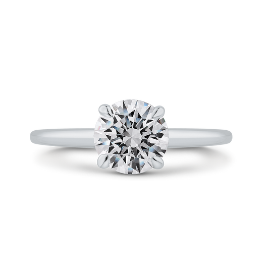 Round Diamond Solitaire Plus Engagement Ring with Milgrain 14K White Gold (Semi-Mount)