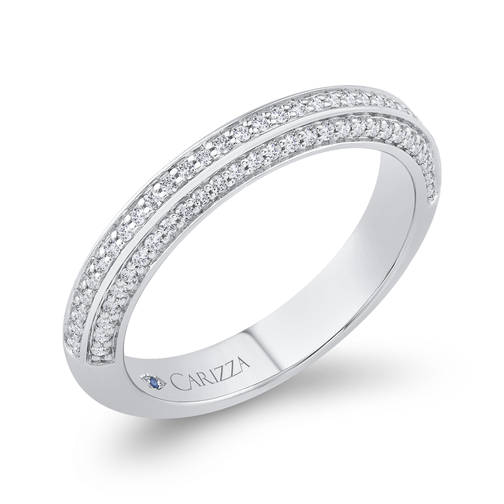 Three Row Diamond Wedding Band in 14K White Gold