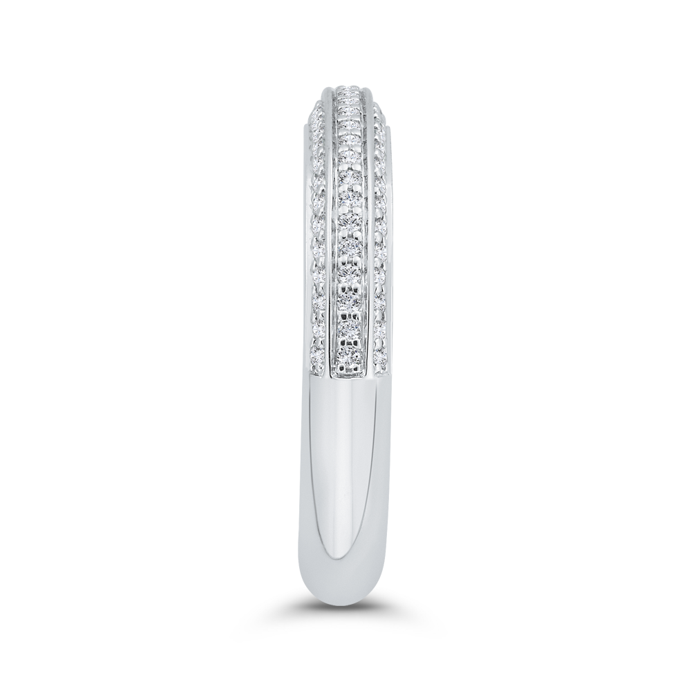 Three Row Diamond Wedding Band in 14K White Gold