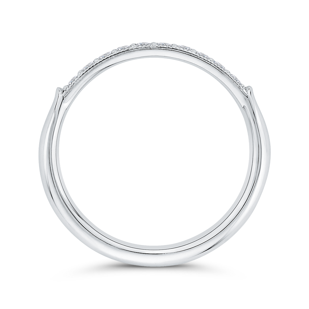 Diamond Wedding Band with Milgrain 14K White Gold