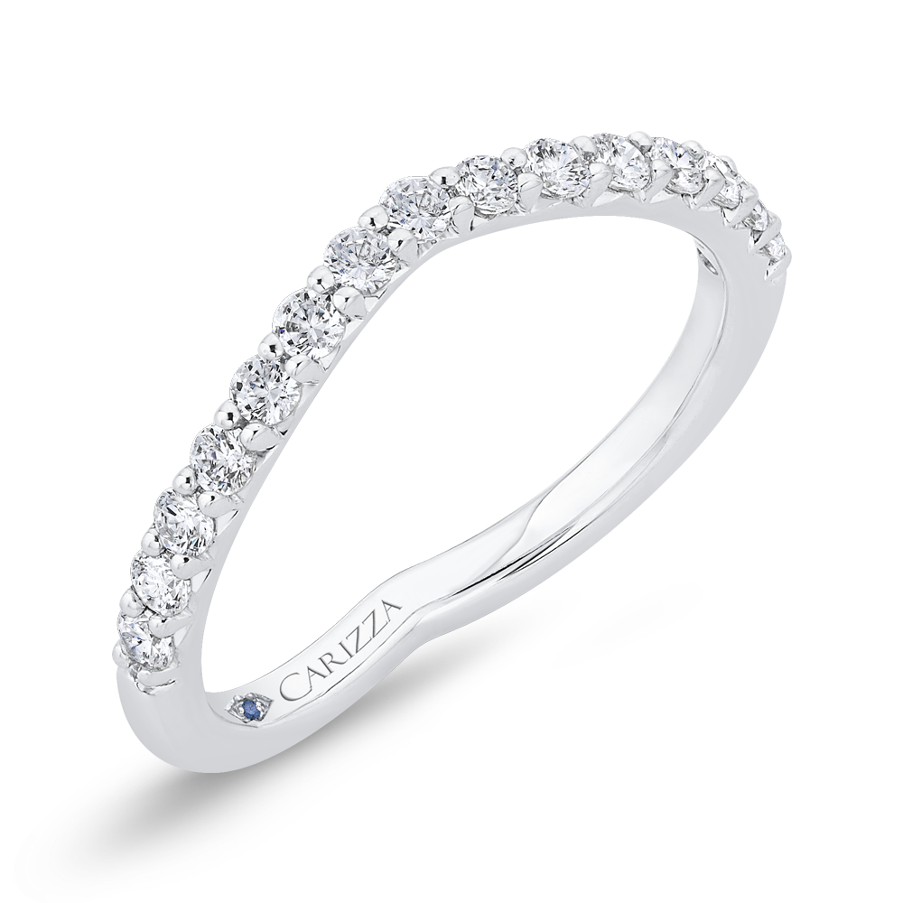 Half Run Diamond Wedding Band in 14K White Gold
