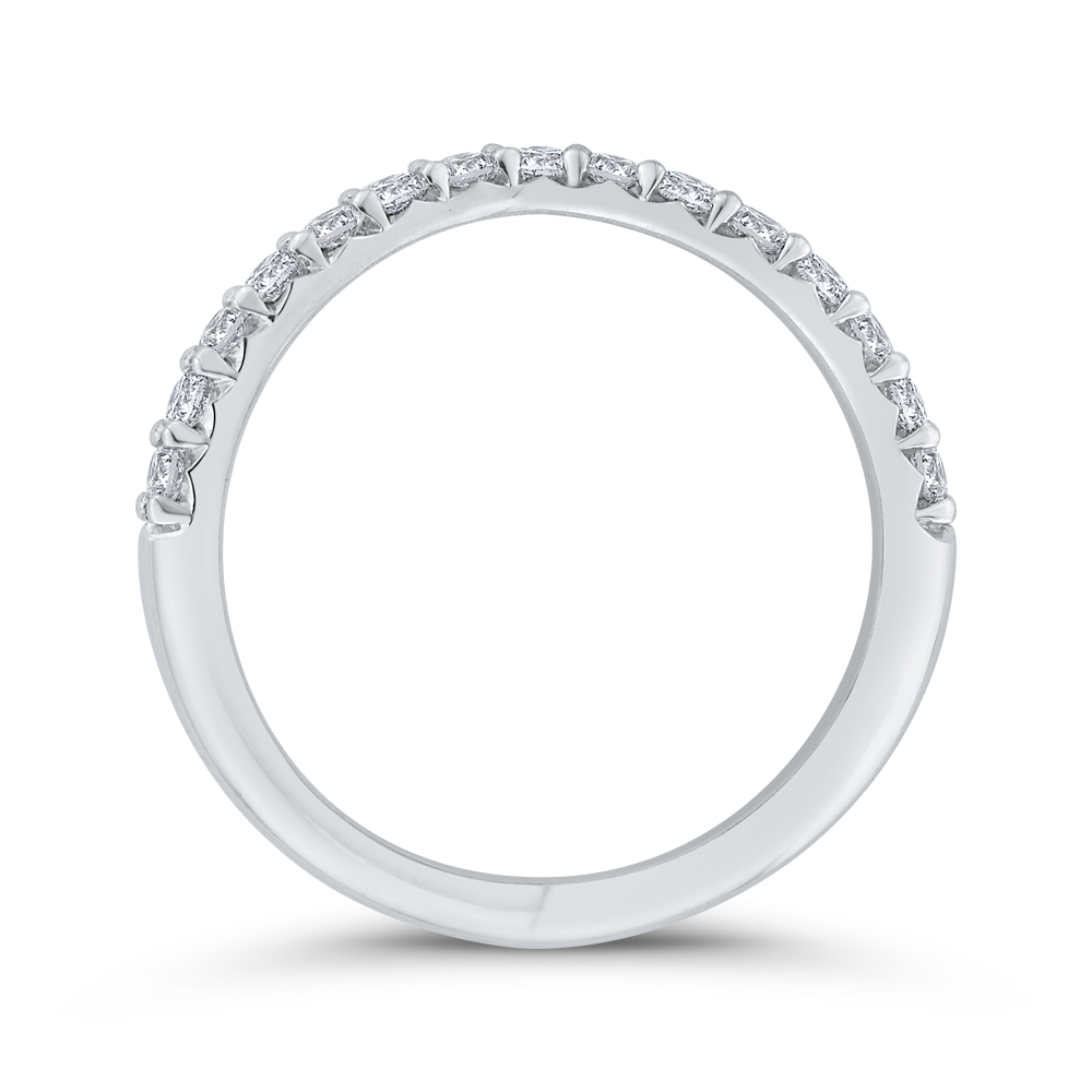 Half Run Diamond Wedding Band in 14K White Gold