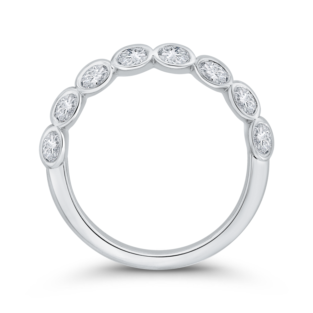Bezel Set Double Row Diamond Wedding Band in 14K White Gold