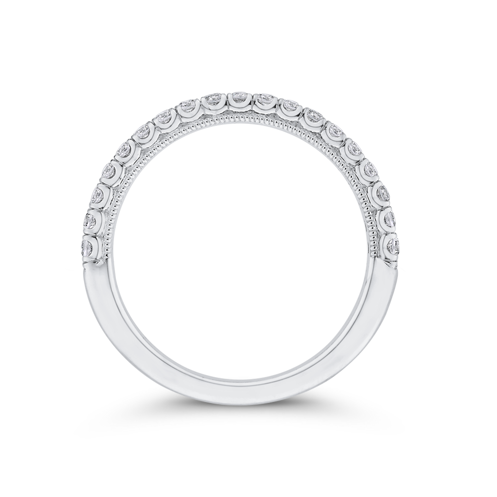 Diamond Wedding Band with Milgrain 14K White Gold